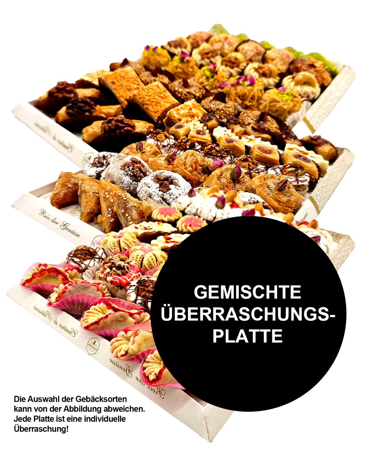Beispielhafte Gebäckauswahl der Überraschungsplatte von Patisserie Tanger